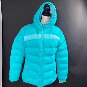 Beautiful warm & comfy, two-tone turquoise/aqua puffer coat by Champion  size XL